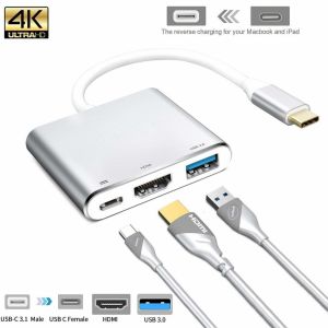 USB C to Digital Multiport Hub Adapter Type-C to 4K Adapter with USB 3.0 USB-C 3