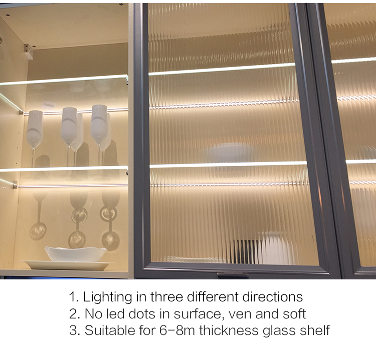 Aluminium Profile LED Glass Clip Light Kitchen Wardrobe 5-10mm Glass
