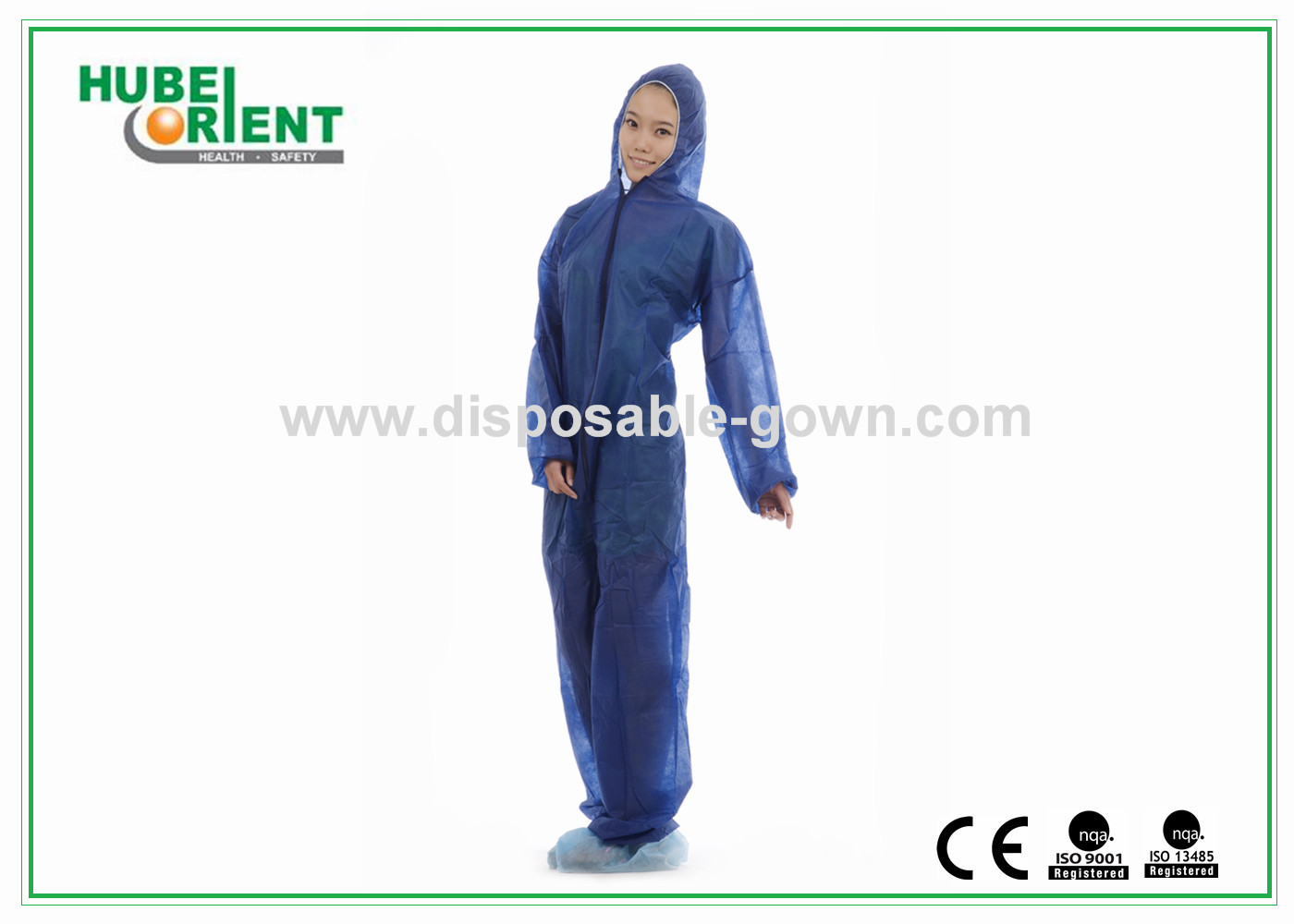 Waterproof Disposable Coveralls With Hood/Nonwoven Breathable Stripping For Food Factory