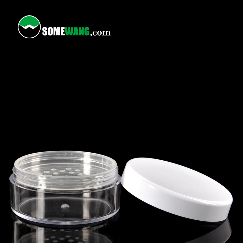 24g Clear Empty Loose Powder Container Round Makeup Reusable Plastic Jar Travel Size
