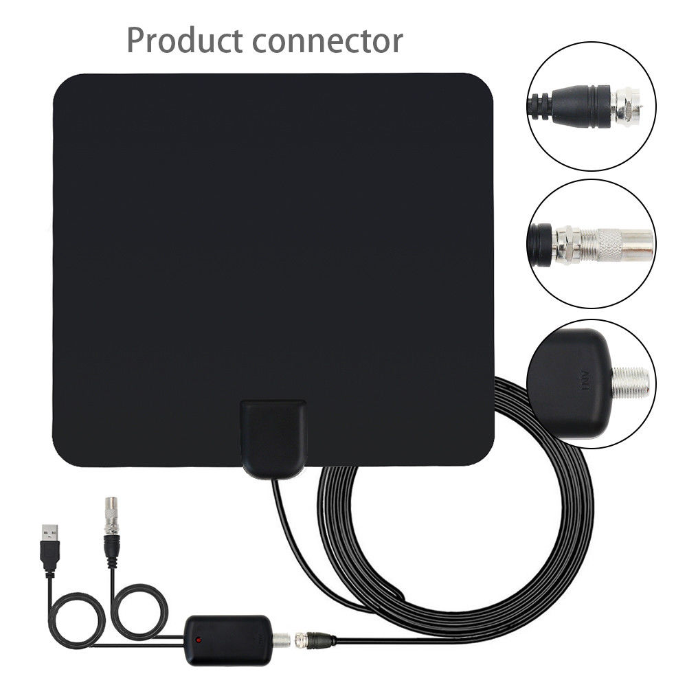 HD UHF Digital TV Antenna with Booster Amplifier and Connect Type F Male/IEC Male