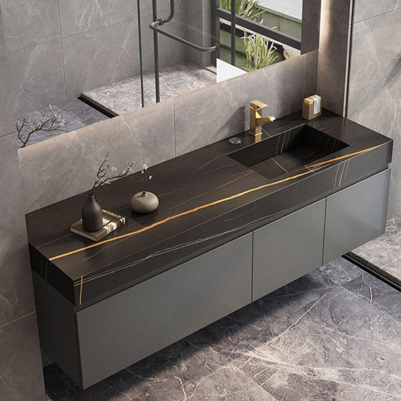 Hardware YALIG Modern Furniture Bathroom Cabinet with Mirrored Sink and Drawer Slides