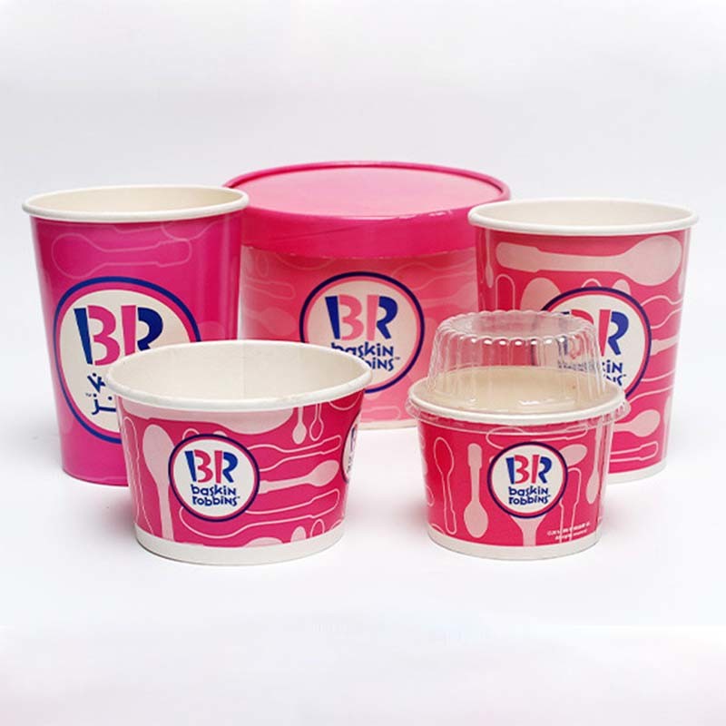 Food grade recycled disposable custom printed yogurt packaging ice cream paper cups with lid