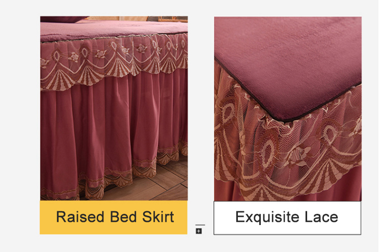 Adult Child Comfort Fleece Flannel Bed Skirt Set Floral Print Double Layer Bedspread