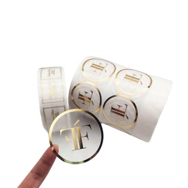 Customized Printing Gold Foil Circle Stickers LOGO Self Adhesive Clear Vinyl