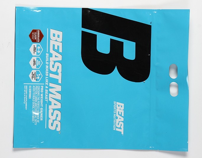Custom large aluminum foil k pouch packaging mylar foil bags with die-cut handle