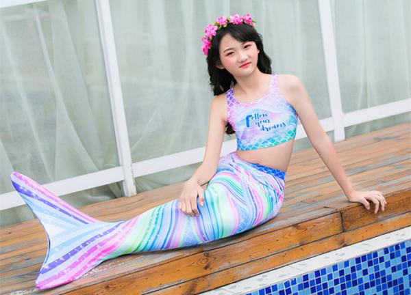 Colorful Unicorn Mermaid Tails for Swimming Princess Bikini Bathing Suit