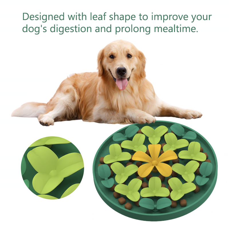 Custom silicone pet products Cute flower Pattern silicon Pet Dog Food Feeding Mat Silicone Slow Feeder Licking Pad Dog food mat