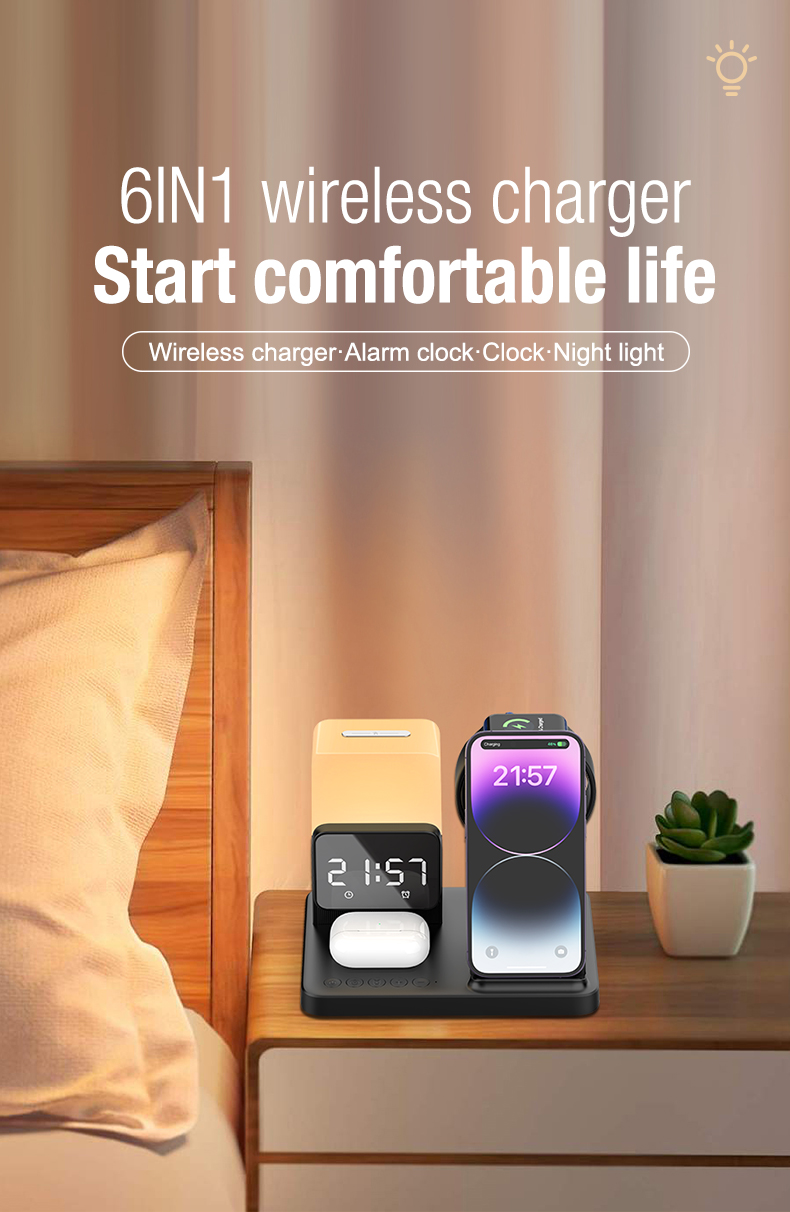 ABS PC Material Magnetic Wireless Charger for 6 in 1 Fast Charging and Portable Foldable Design