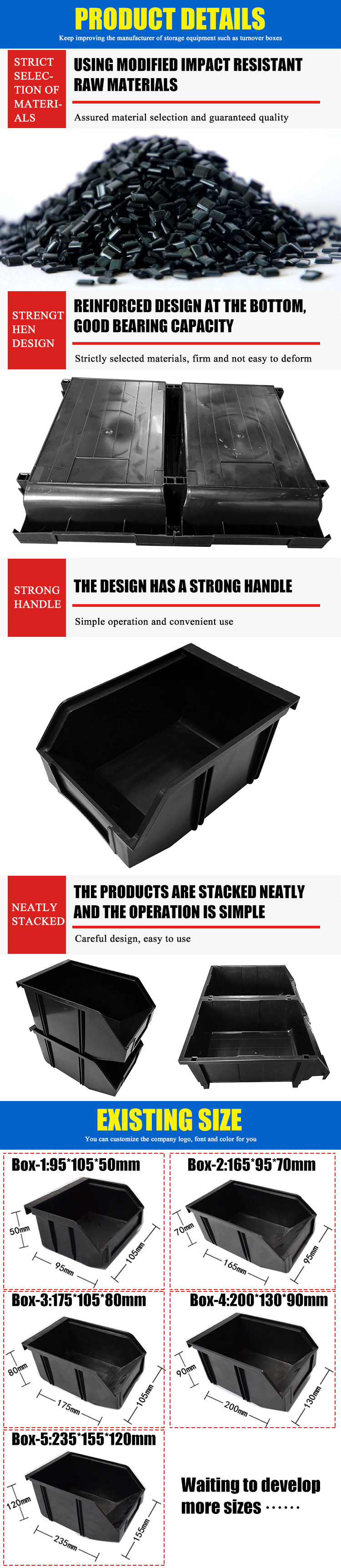 Plastic Anti Static ESD Storage Boxes 200x130x90mm