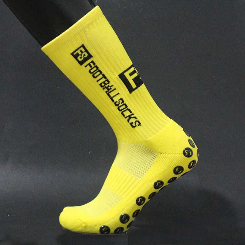 Youth Football Socks with Non-Slip Grip and Customized Logo in Woven Polyester Fibre