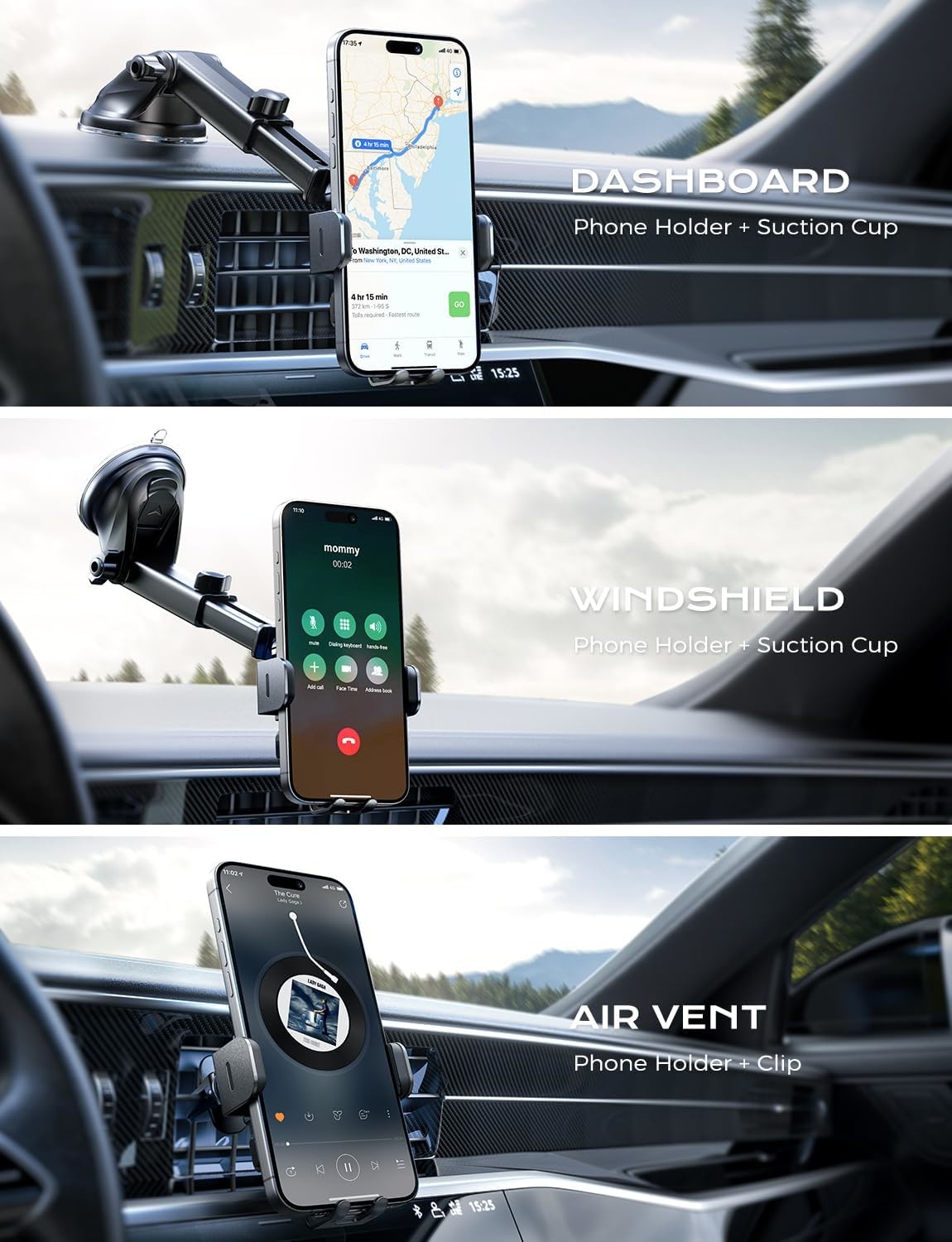 Fast 15W Wireless Car Charger Phone Holder Fireproof For IPhone 15 12 11Max