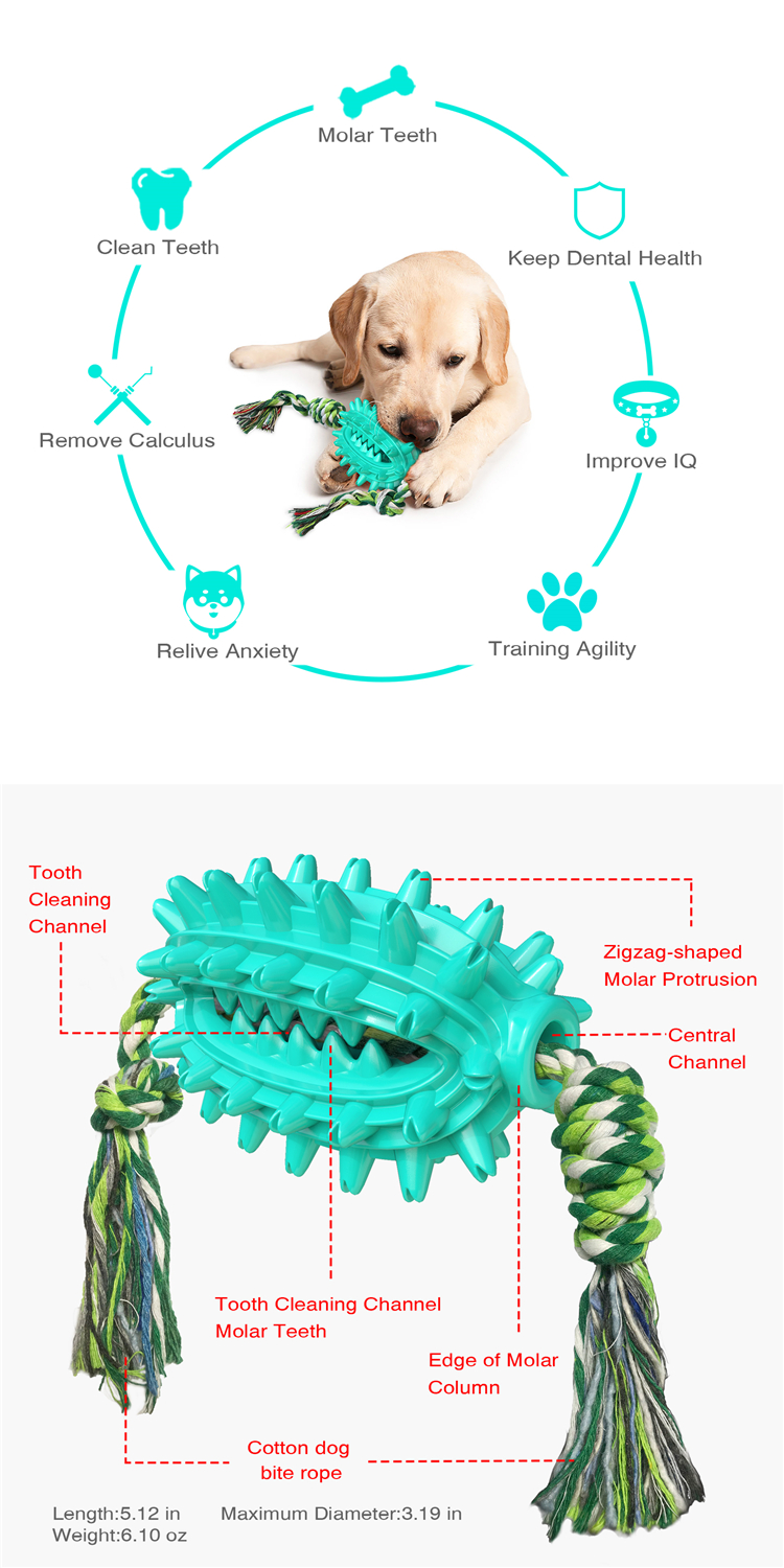 Pet Supply Wholesale Dogs Toothbrush Cleaning Durable Pet Chew Toy With Rope Molar Ball