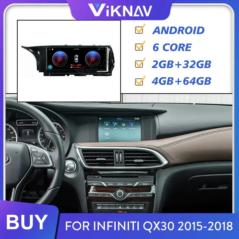 10.25 Inch Screen Head Unit For 2015-2018 Infiniti QX30 Q30 GPS Navigation Multimedia Player Wireless Carplay BT 4G
