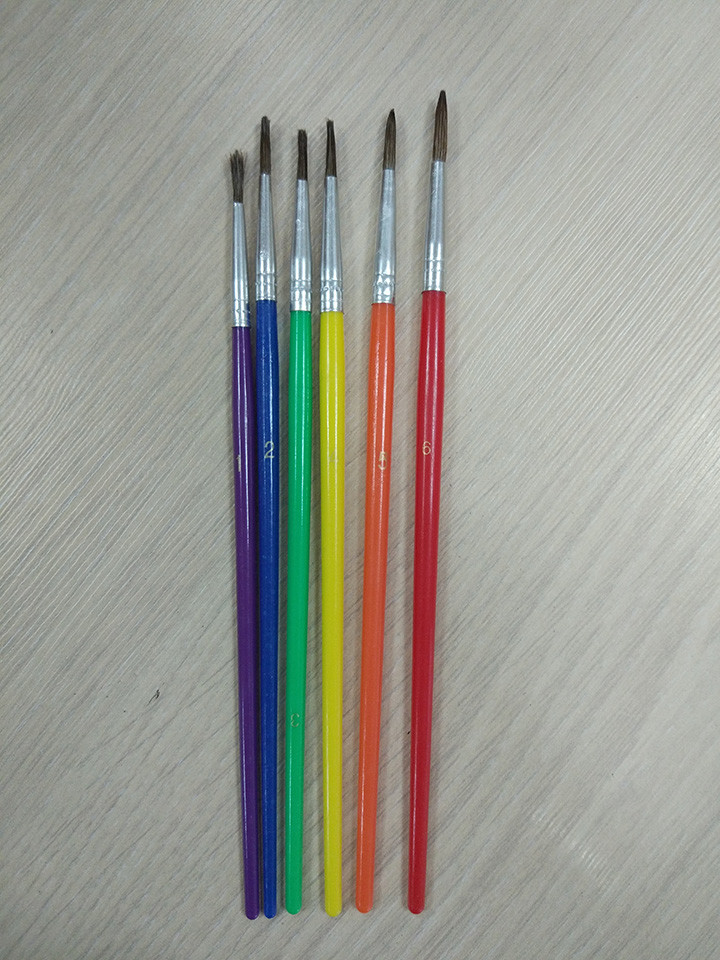 Pony Hair Artist Painting Brushes Set Long Handle With 6 Sizes 12 Pcs Per Size