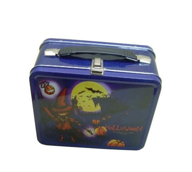 LOGO Printing Rectangle Metal Tin Lunch Box With Christmas Artwork