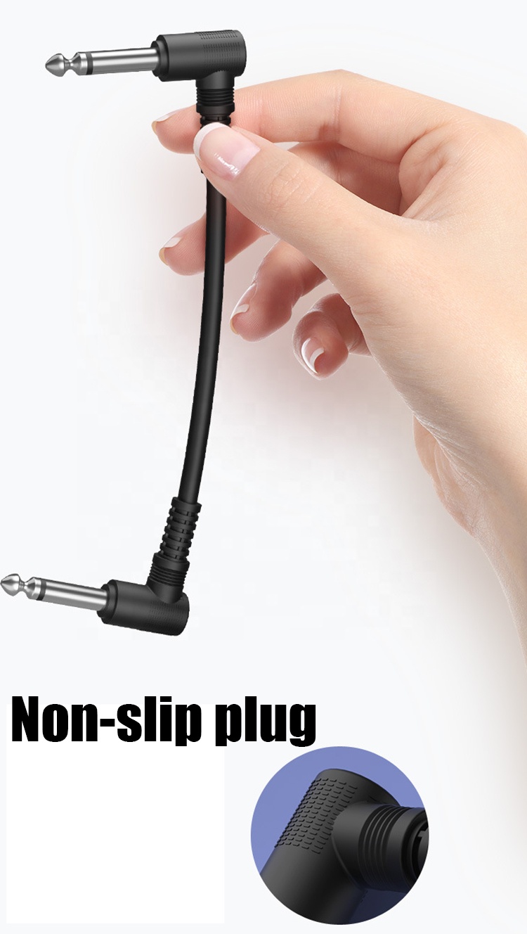 Custom 15cm 90 Degree Angle 1/4 TS Jack Electric Instrument Guitar Patch Cable