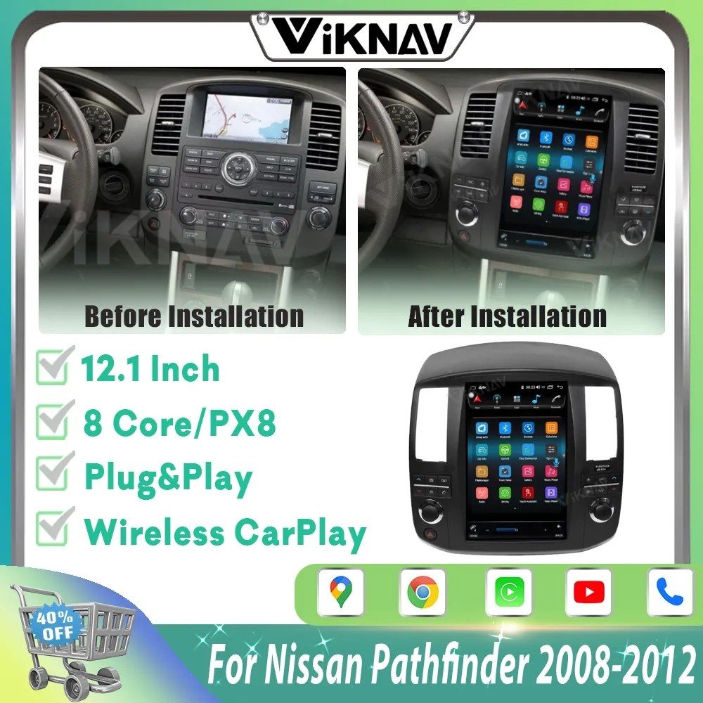 12.1 Inch 8 core Car radio For 2008-2012 Nissan Pathfinder R51 Navigation Multimedia Player Wireless Carplay BT 4G