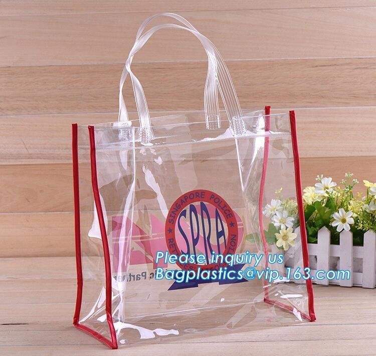 Customized PP/PVC/PETclear plastic gift bag, Reusable Single bottle wine bag Pvc wine bottle gift bag, plastic transpare