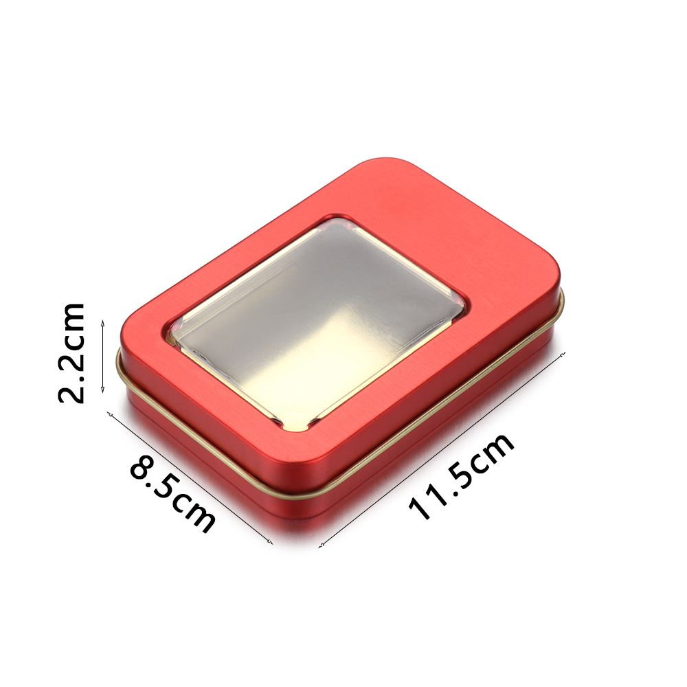 115x85x22mm Tin Box With Clear Window , Multicolor Small Metal Hinged Tins