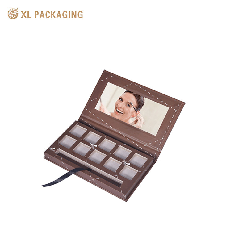 Magnet Closure Makeup Cosmetics Eye Shadow Palette With Mirror Gold Luxury Cosmetic Packaging Handmade Accept