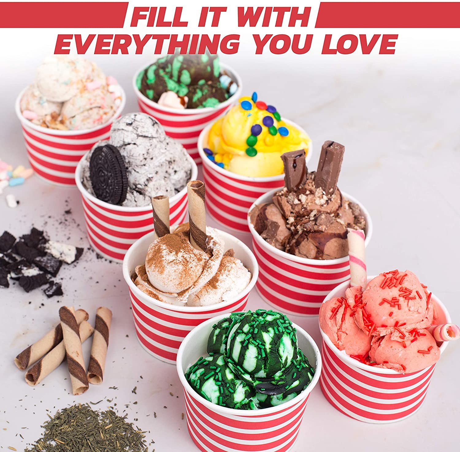 Leakproof Red Dessert Bowls 10 Oz Tea Party Disposable Paper Cups