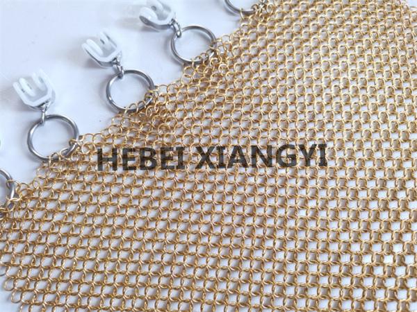 Shining Gold Color 304 Stainless Steel Ring Mesh Chainmail Room Divider Curtain