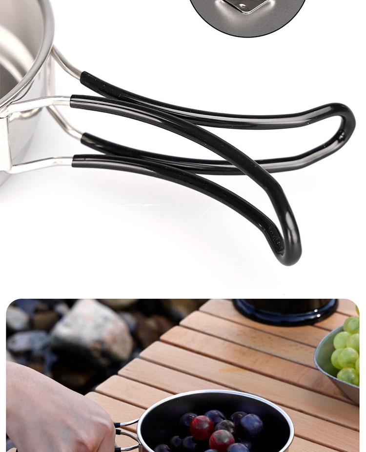 New Arrival 7 Pcs 304 Stainless Steel Camping Cookware Set Multi-person Soup Pot Set Outdoor Cooking Pot Set For Hiking
