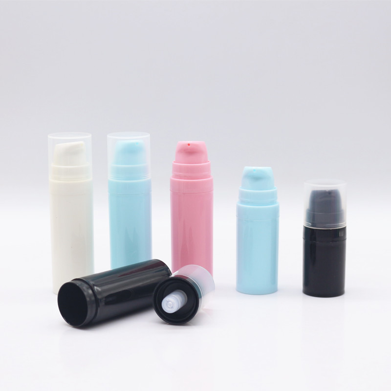 Cylindrical 15ML White PP Plastic Airless Pump Bottle With Snap Lotion Pump