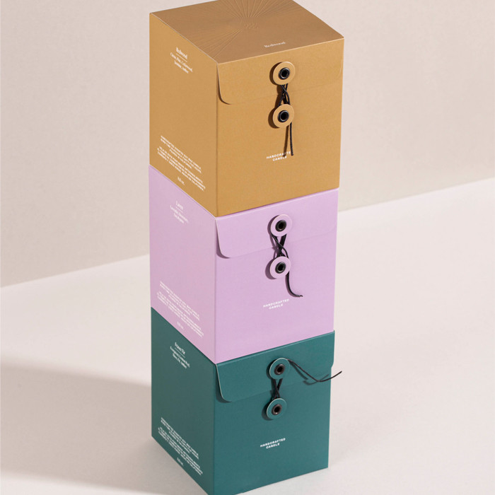 Elegant Rigid Candle Retail Gift Box Colors Eyelets Wrapping
