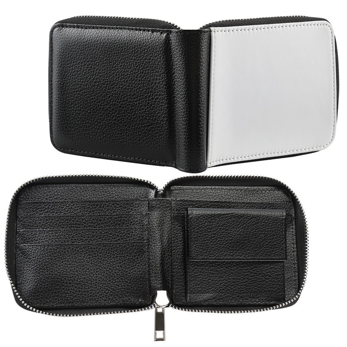Sublimation Blanks Leather Sublimation Zippered Compact Wallet With Card Slots For Sublimation Transfer Printing