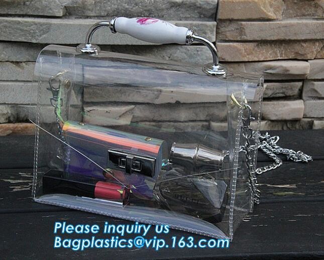 pvc handbag with small bag, PVC Transparent Fashionable Handbag Shoulder Bag Crossbody handBag, pvc carrier, carrier han
