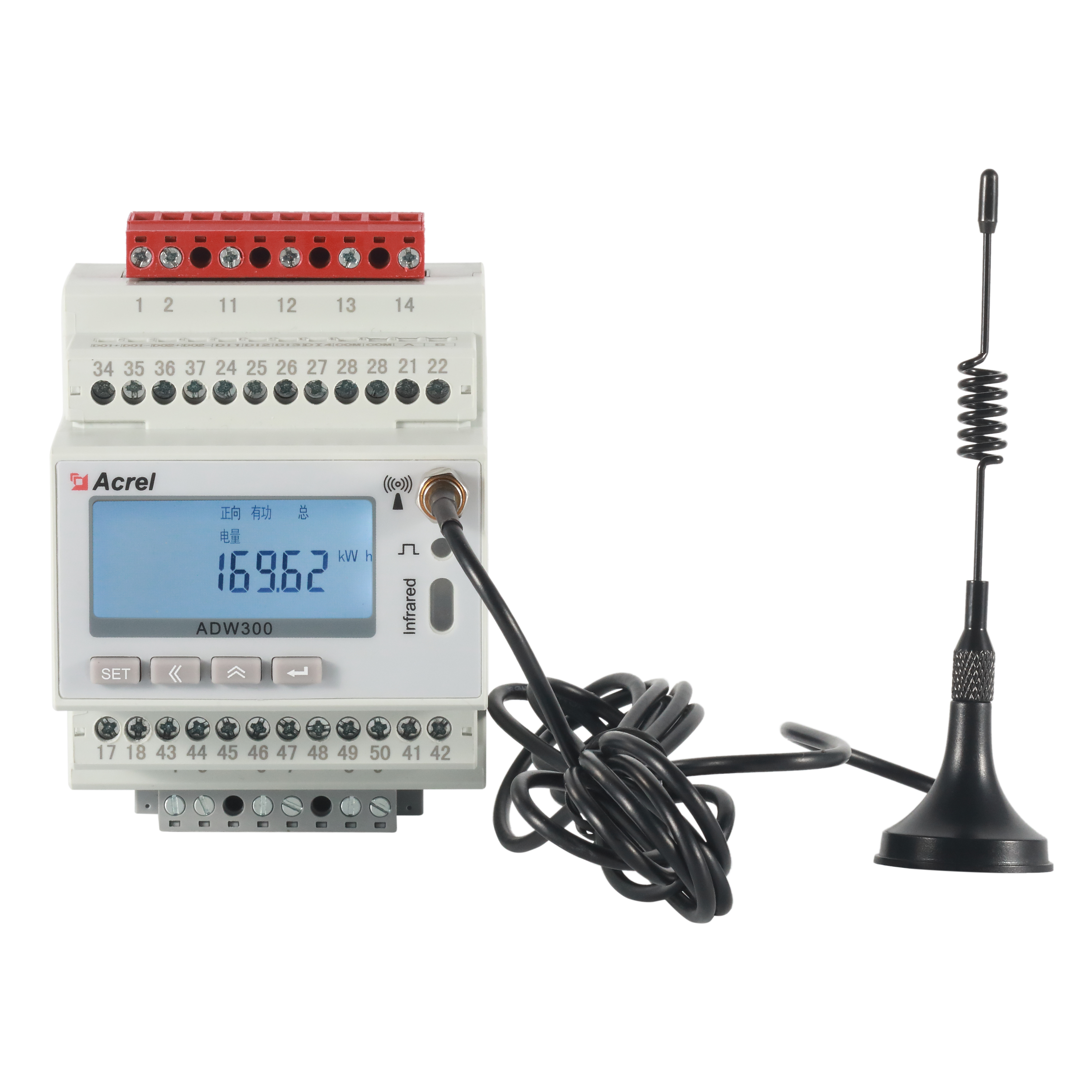 Acrel Wireless Energy Meter / ADW300 Din Rail Mounted Kwh Meter For Distribution Box