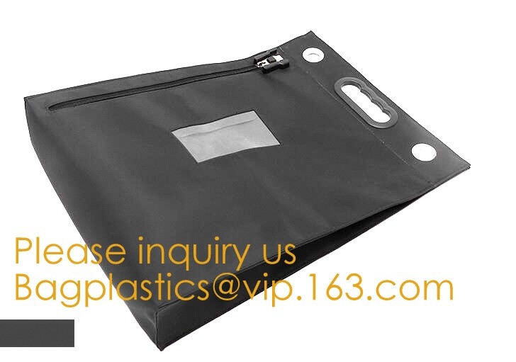 Locking Bank Bag Canvas with Hard Handles Black,Promotional Customized Nylon Money Pouch Bank Bags Secure Deposit Utilit