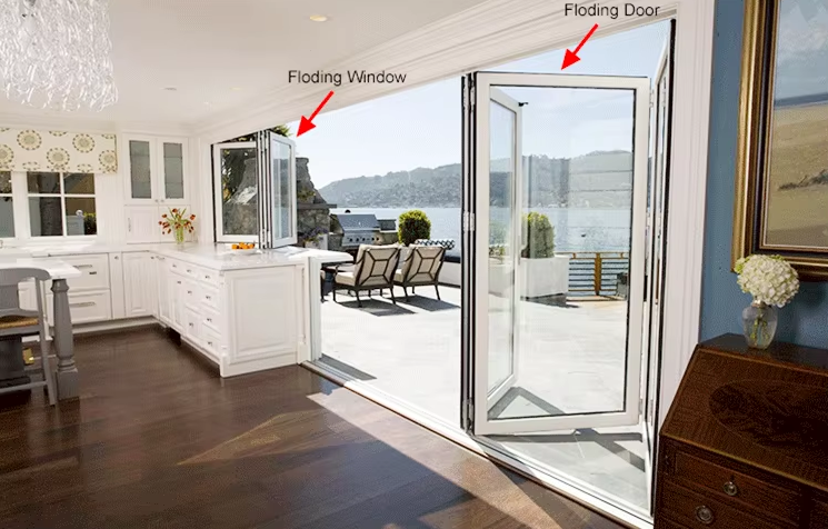 Whole Sale Double Tempered Glass Bi Folding WIndows