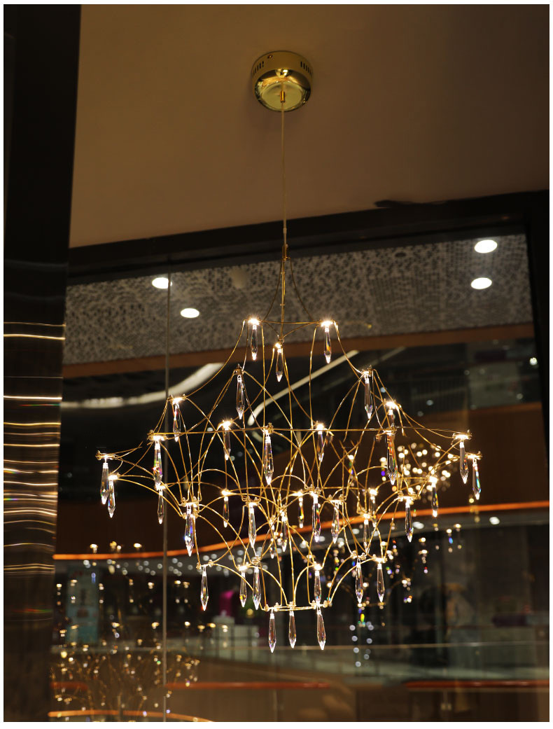 Modern Crystal Ceiling Chandelier Lighting Stainless Steel Fireflies Pendant Lamp nickel pendant light(WH-AP-542)