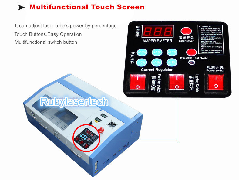 LCD Screen Ruida Works DSP Control USB Interface for Computer Control 3020 CO2 Laser Engraving Machine for DIY Design Ad