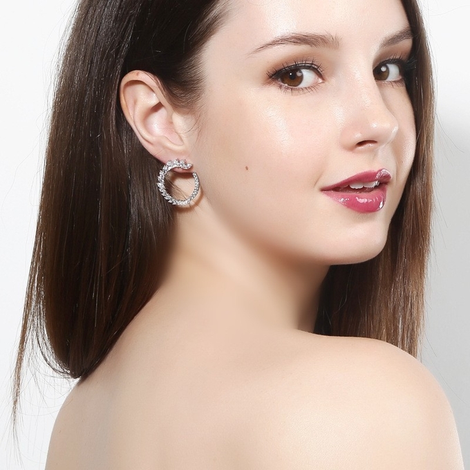 Full Rhinestone Earring Wheat Ear Hoop Earrings Female High-end Light Luxury Fashion Exquisite Earring Jewelry Gift