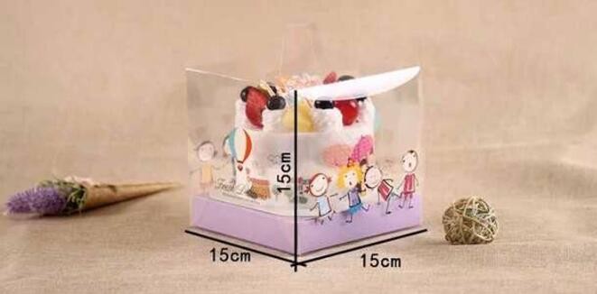 Wholesale custom Paper Cookies packing Cake Box with PVC window,Wholesale Plastic Square Birthday Wedding Packaging Clea