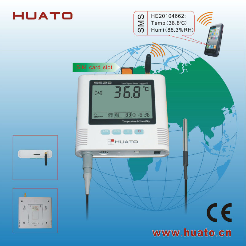 SMS alarm Temperature Humidity GSM Data Logger with External Sensor HUATO S520-EX-GSM