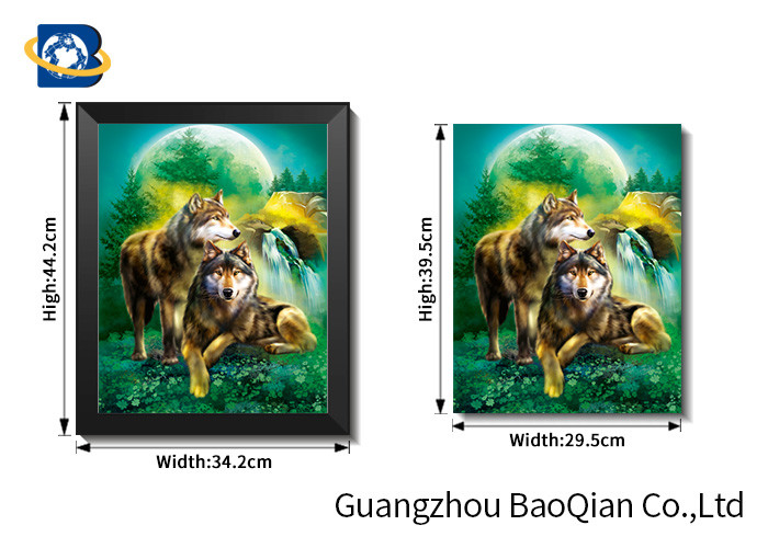 Angry Wolf Stock 3D Picture Lenticular Flip 0.6MM Thickness With Black MDP Frame