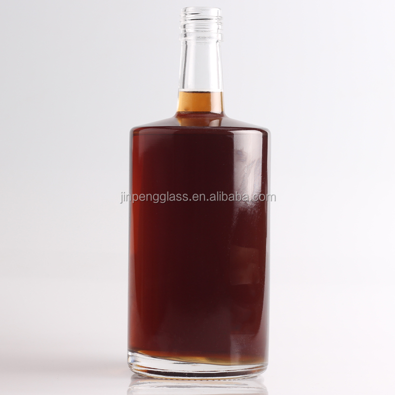 Engraved Tequila Glass Bottle at 750ml 1 Liter with Round Shape and Cork Sealing Type