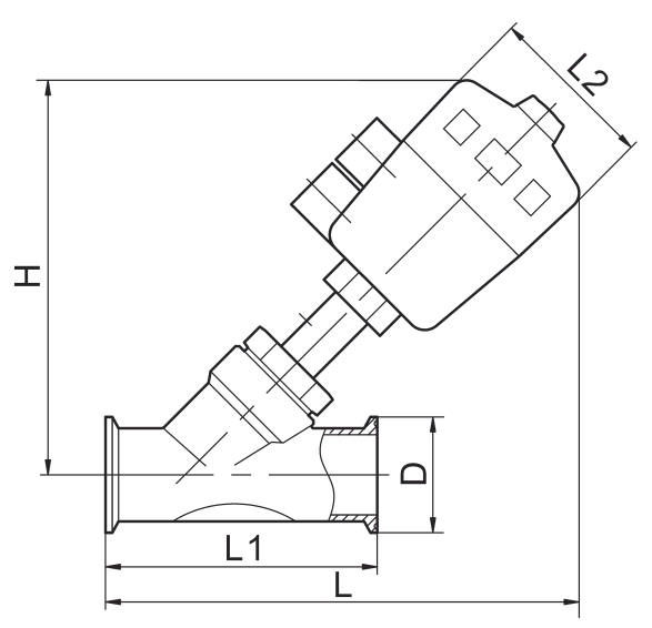 Sanitary Tri-Clamp Angle Seat Valve Pneumatic 1/2'' DN15 PN16 0