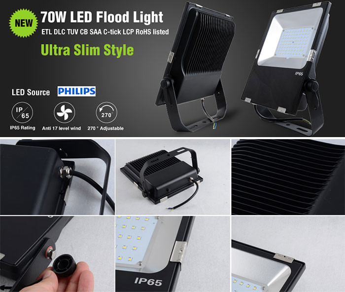 Weatherproof 70 Watt Outdoor LED Flood Lights 4500K For Warehouses