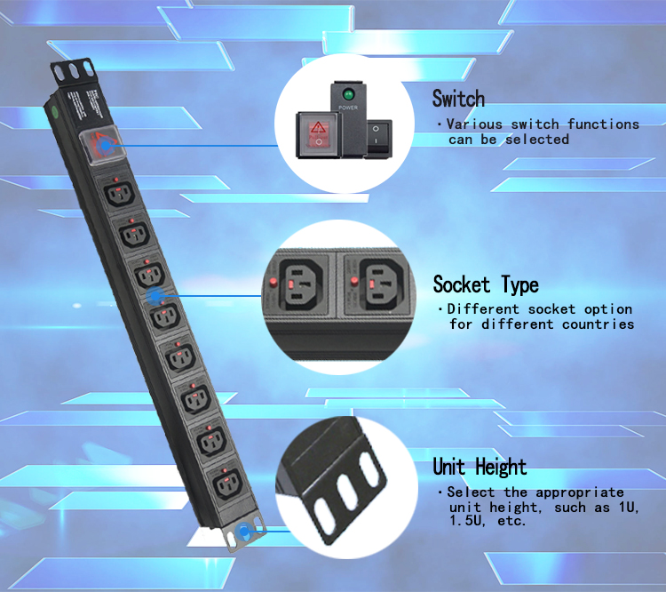 IEC PDU With Switch Power Distribution unit 19" PDU for Network Cabinet