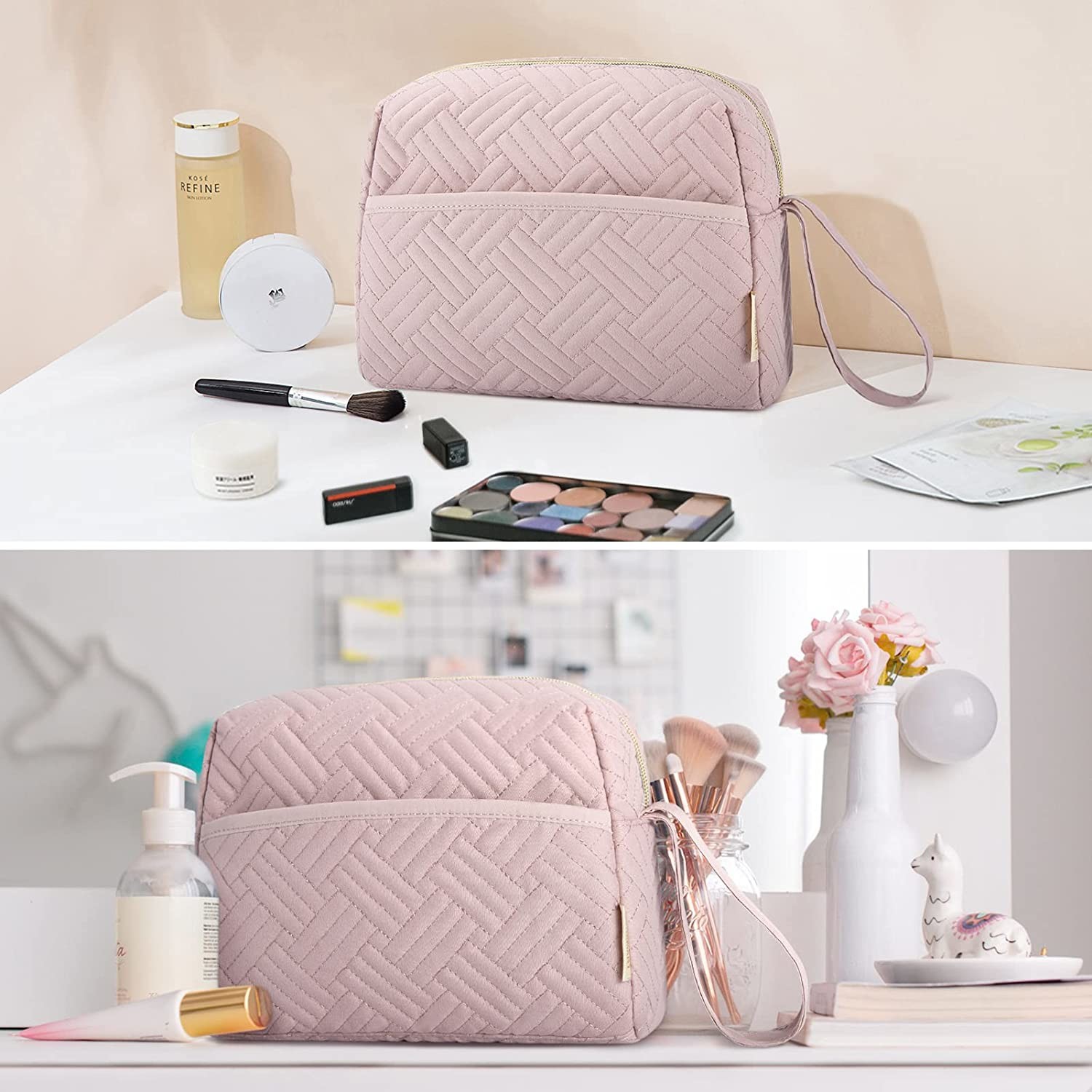 Toiletry Smooth Zipper Cosmetic Bag Water Resistant For Travel
