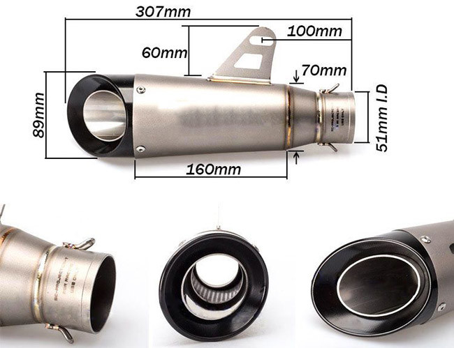 Silencer Kit Honda Motorcycle Muffler , 36mm 51mm Motorbike Slip On Mufflers Cafe Racer Exhaust