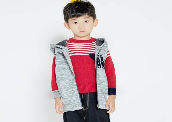 100% Cotton Boys Baseball Jacket , Zippered Boys Sleeveless Hoodie With Two