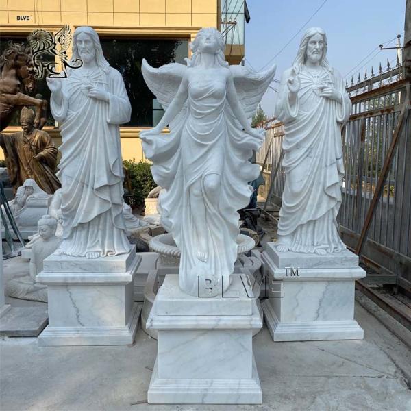 White Marble Fairy Garden Statues Angel Sculpture Beautiful Life Size Jesus