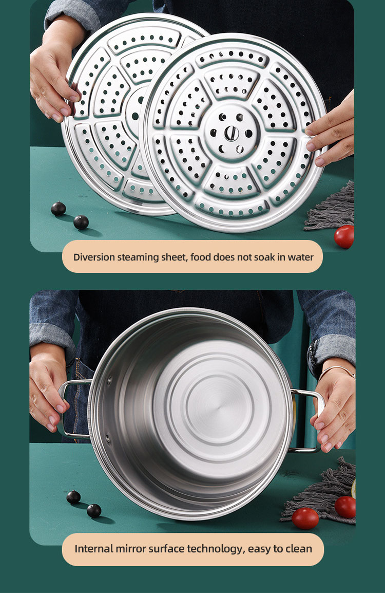 Hot Selling OEM Kitchen Cookware Cooking Pot 2 layer Kitchenware Soup Pot Stainless Steel Thickened Steamer Pot